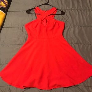 Red Cross strap dress